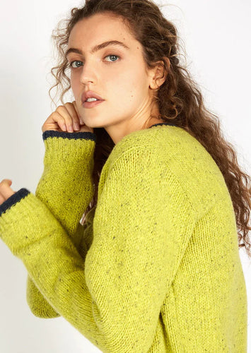 Slaney Crew Neck Sweater Chartreuse w/ Blue for Meg!