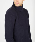 Irelands Eye Fishermans Rib Polo Neck - Navy