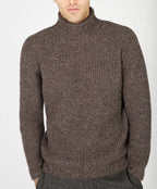 Irelands Eye Fishermans Rib Polo Neck - Shadow Marl
