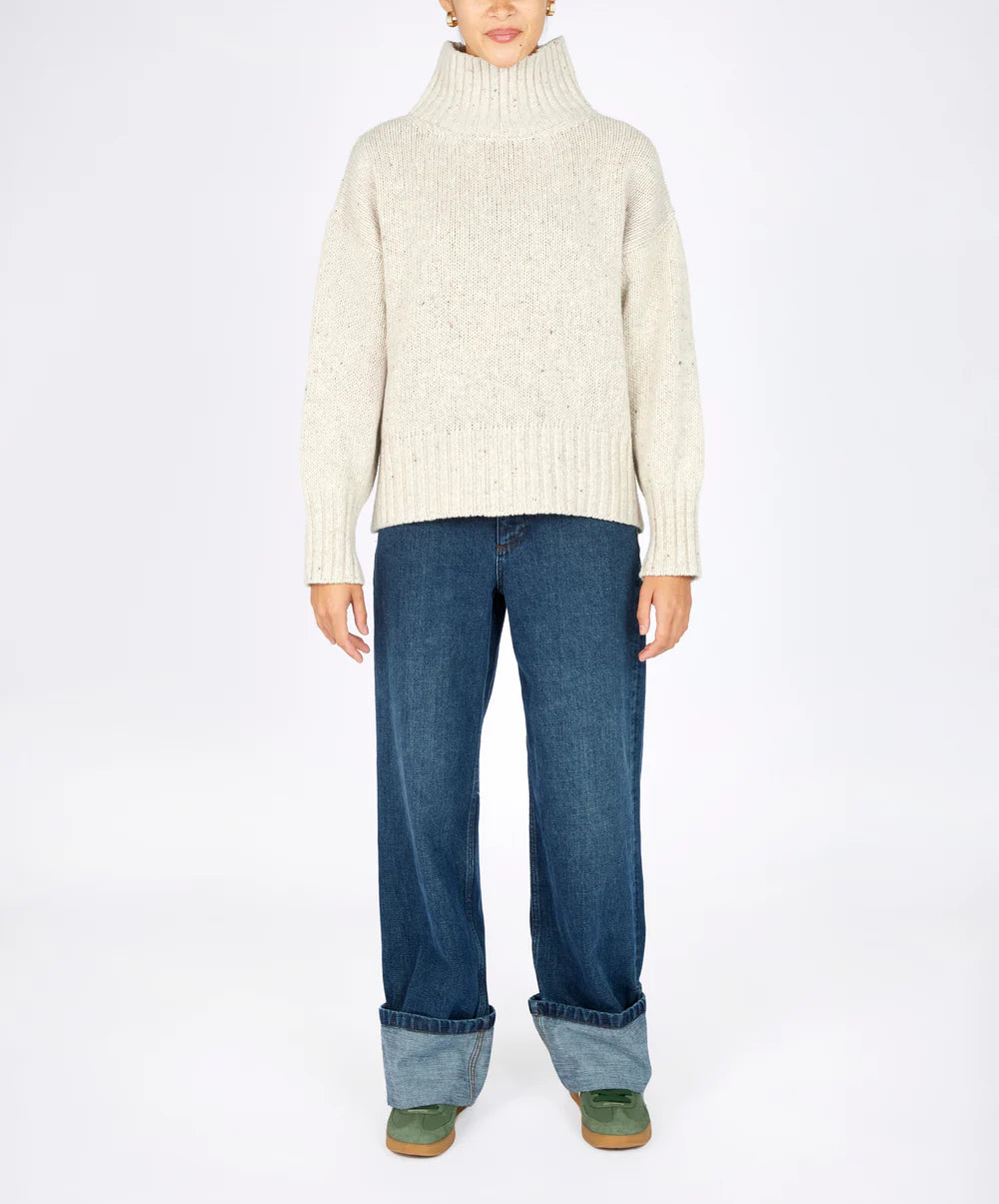 Irelands Eye Paige Polo Neck Sweater - Chalkstone / Marina