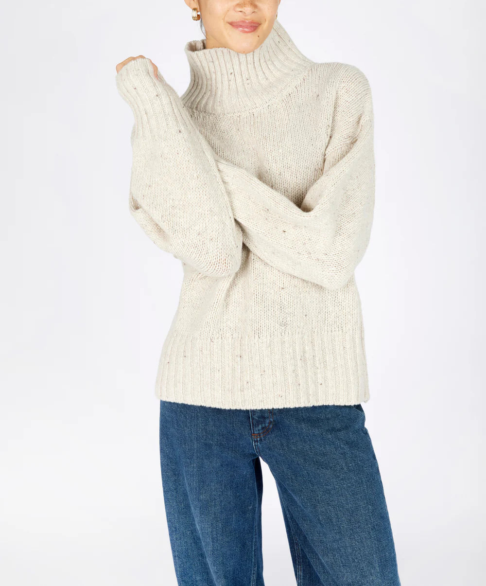 Irelands Eye Paige Polo Neck Sweater - Chalkstone / Marina