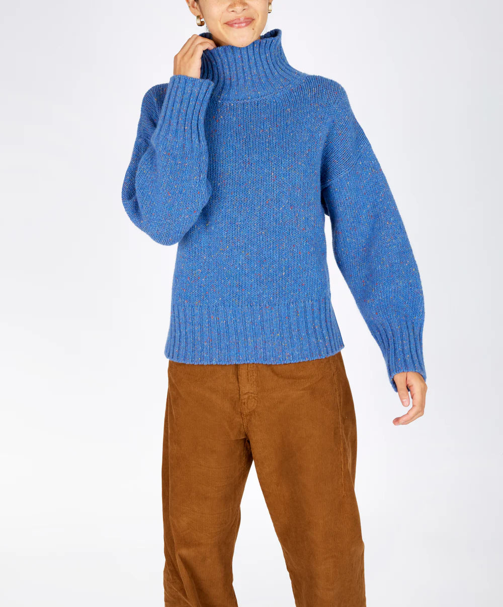 Irelands Eye Paige Polo Neck Sweater - Chalkstone / Marina