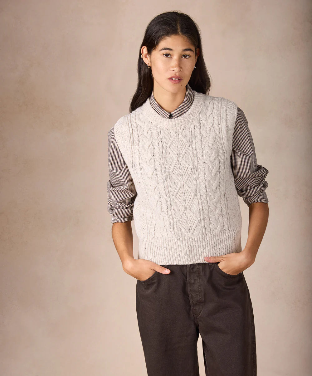 Irelands Eye Callie Cable Vest - Ocean Mist / Lichen / Chalkstone