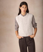 Irelands Eye Callie Cable Vest - Ocean Mist / Lichen / Chalkstone