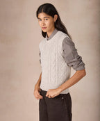 Irelands Eye Callie Cable Vest - Ocean Mist / Lichen / Chalkstone