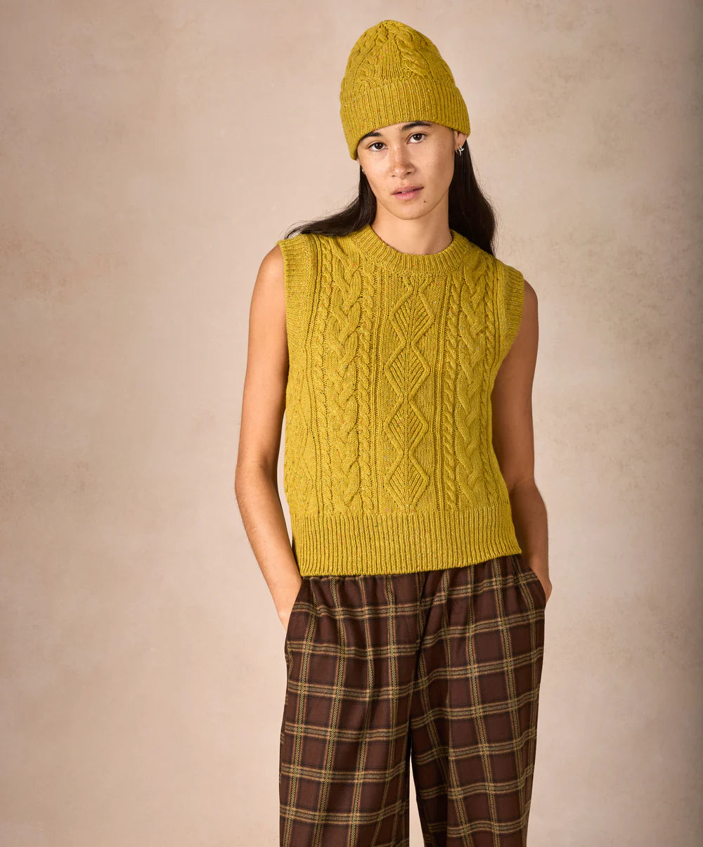 Irelands Eye Callie Cable Vest - Ocean Mist / Lichen / Chalkstone