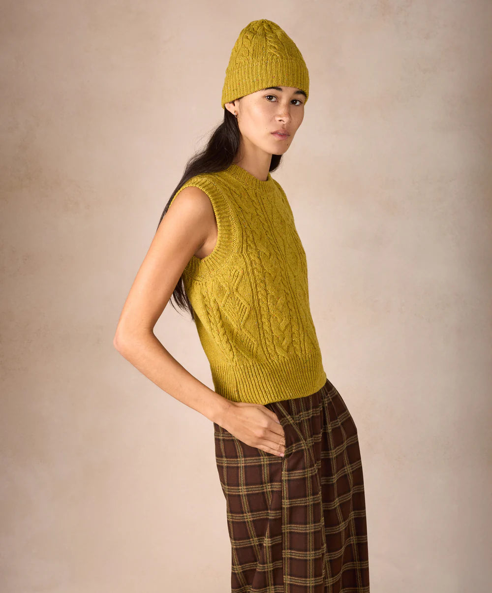 Irelands Eye Callie Cable Vest - Ocean Mist / Linchen / Chalkstone