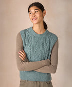 Irelands Eye Callie Cable Vest - Ocean Mist / Lichen / Chalkstone