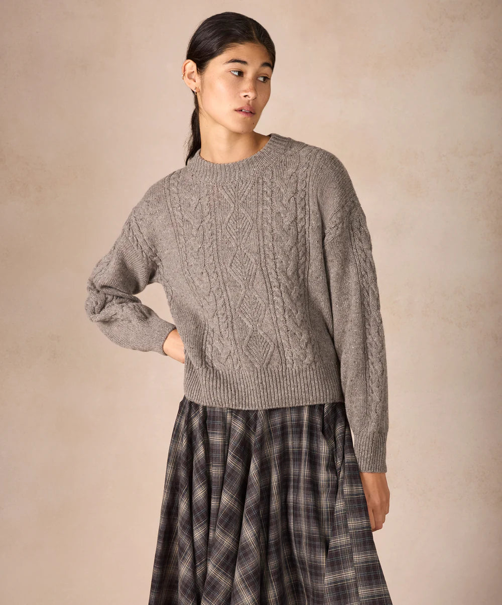 Irelands Eye Eva Cable Crew Neck - Rocky Ground
