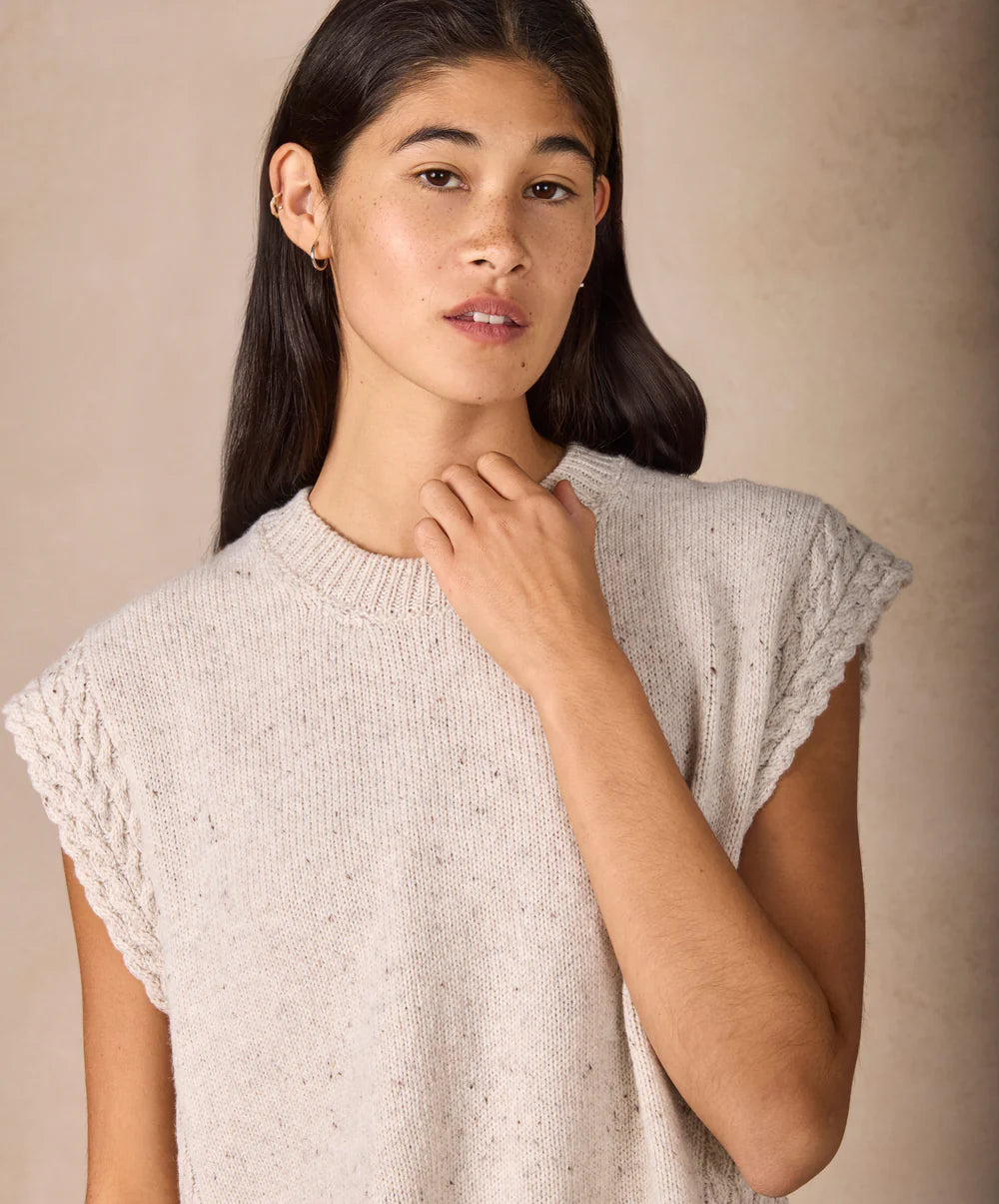Irelands Eye Orla Cable Vest - Chalkstone