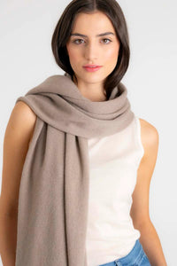 CASHMERE TRAVEL WRAP DARK BEIGE