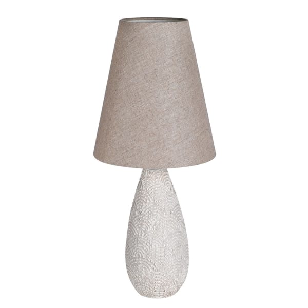 Cream Textured Table Lamp with Linen Shade
