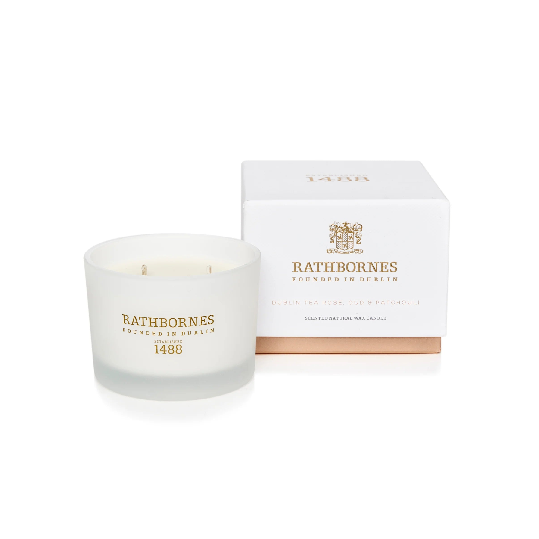 Rathbournes Candle - Dublin Tea Rose, Oud & Patchouli Scented Candle