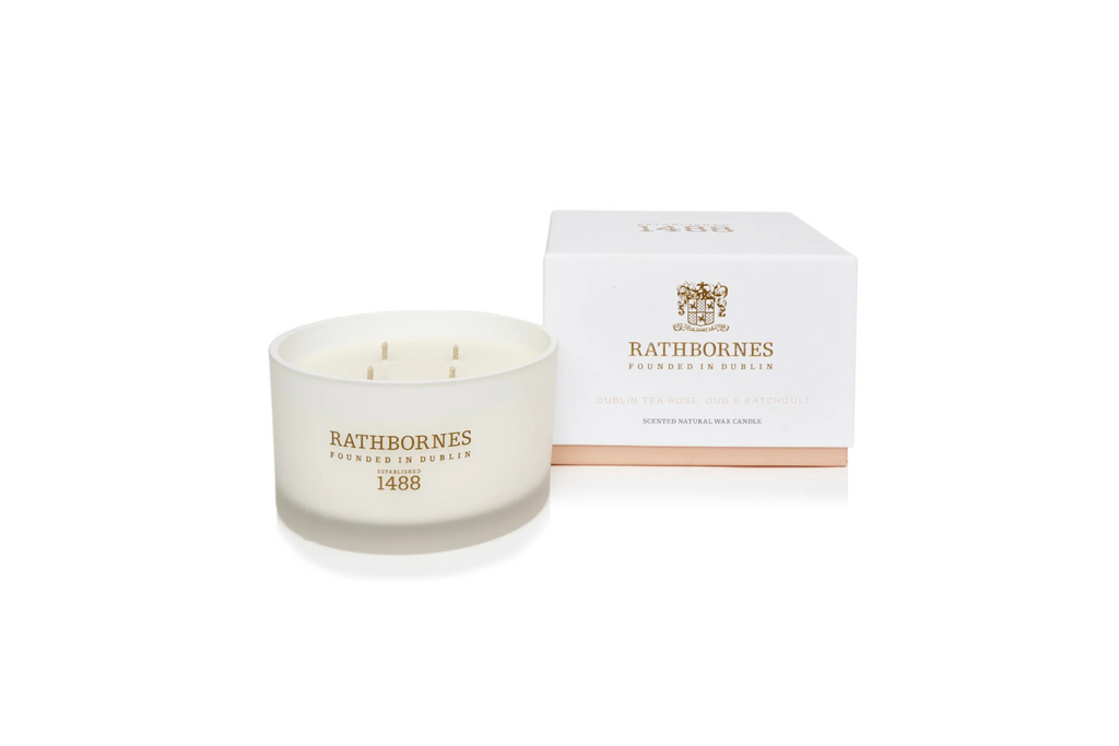 Rathbournes Candle - Dublin Tea Rose, Oud & Patchouli Scented Candle