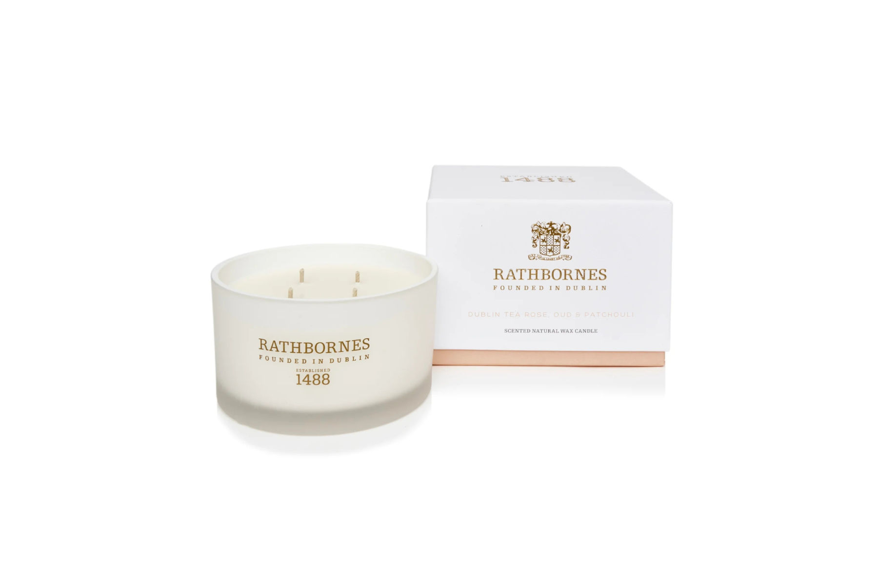 Rathbournes Candle - Dublin Tea Rose, Oud & Patchouli Scented Candle