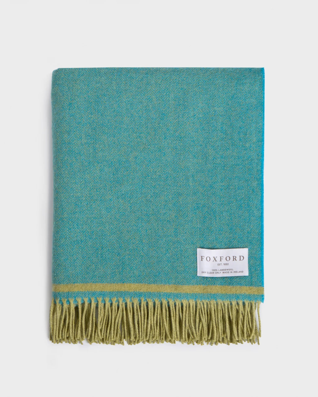 Foxford Cian Lambswool Throw – Citrus/Aqua