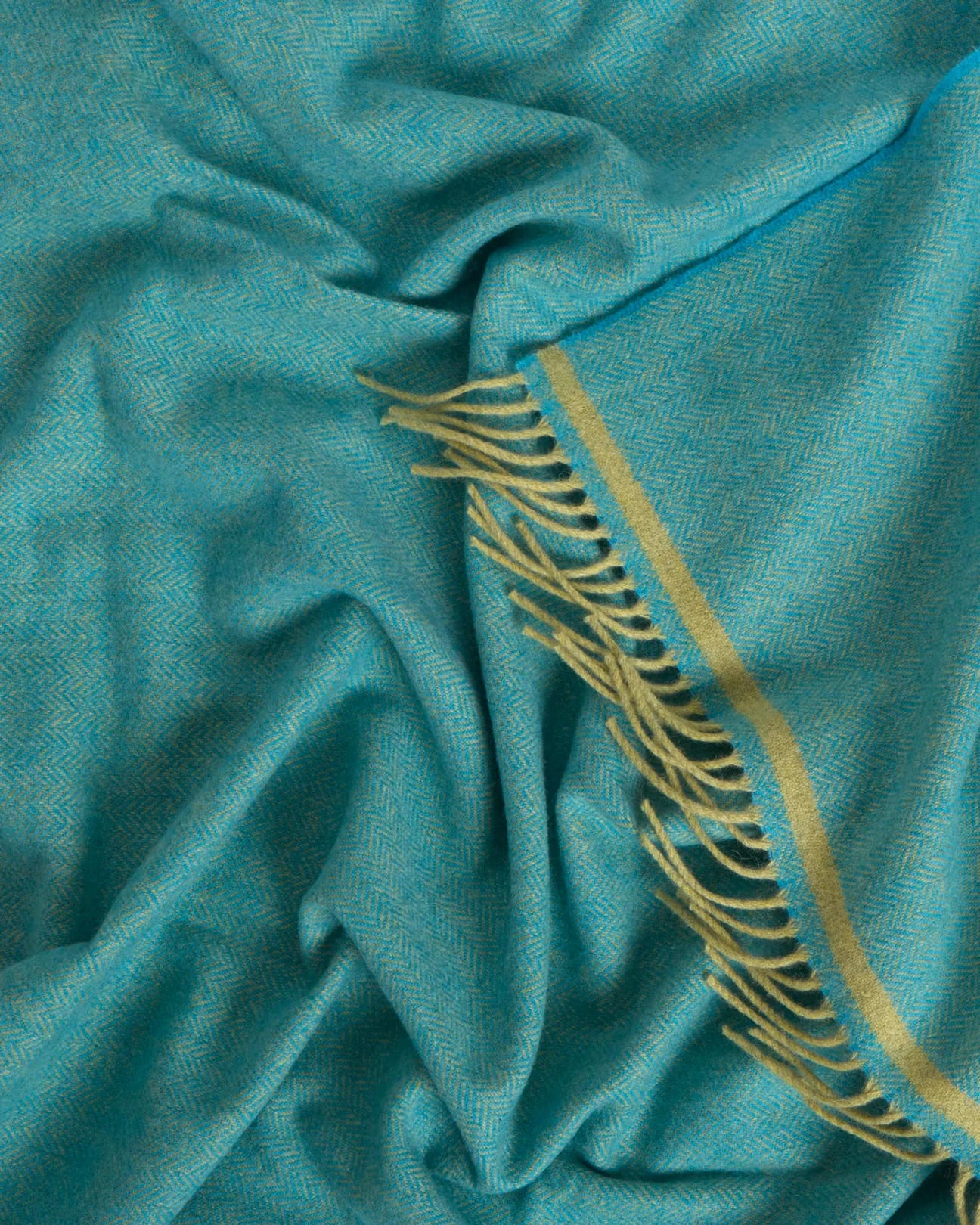 Foxford Cian Lambswool Throw – Citrus/Aqua