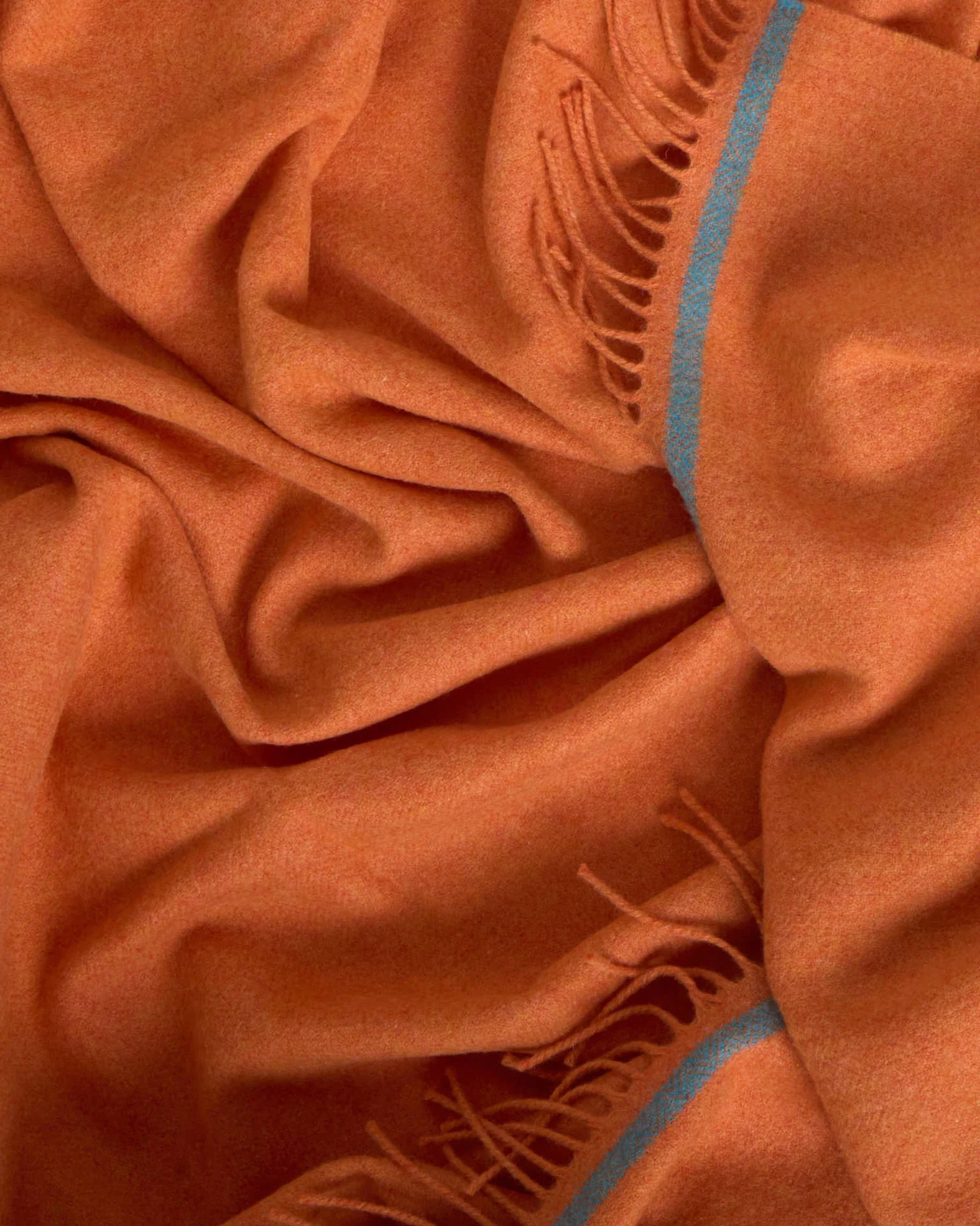 Foxford Dara Lambswool Throw - Orange and Aqua