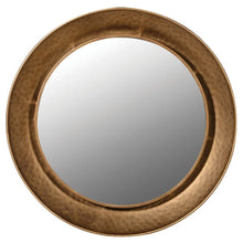 Load image into Gallery viewer, Gold Hammered Rim Round Wall Mirror