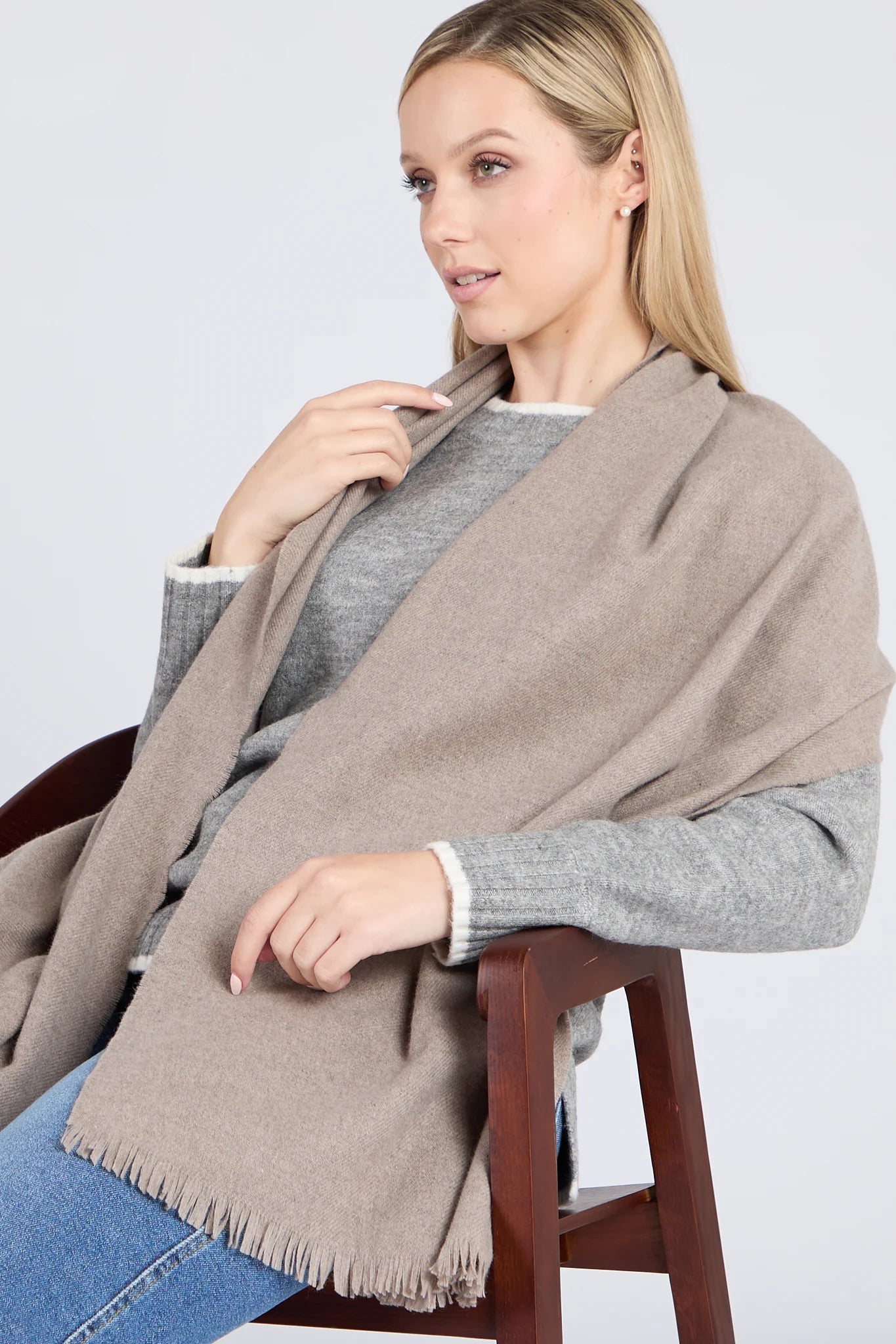 Foxford Mink Fine Wool Cashmere Blend Scarf