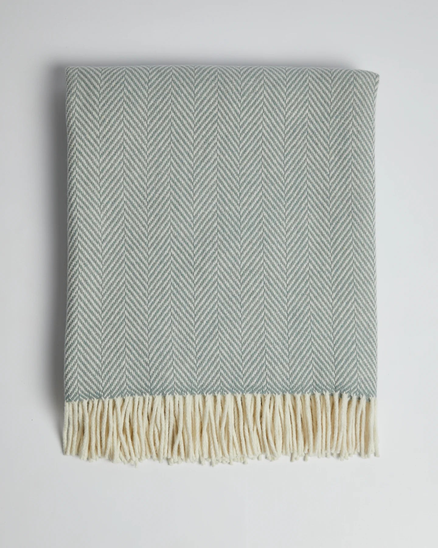 Foxford Extra Large Achill Lambswool/Cashmere Throw - White/Sage