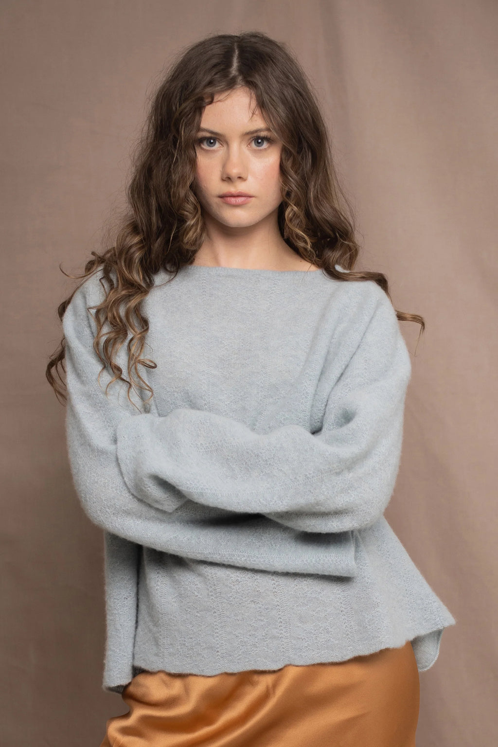 Elaine Madigan 100% Cashmere Grace Boyfriend Sweater - Morning Mist