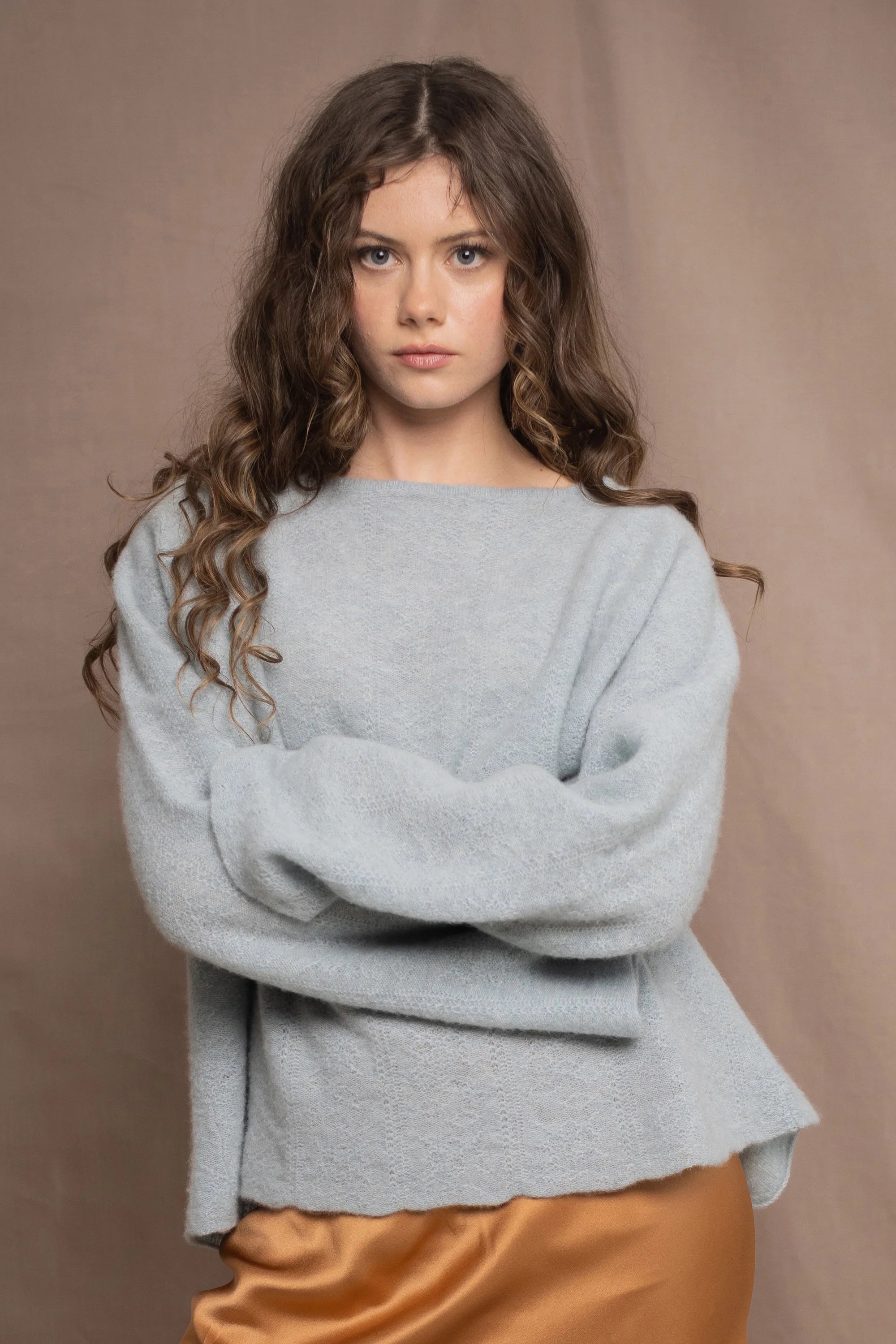 Elaine Madigan 100% Cashmere Grace Boyfriend Sweater - Morning Mist