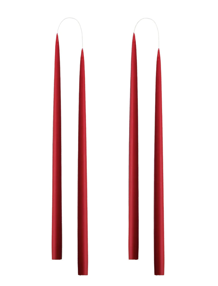 Dark Red, Hand dipped, dyed candle, 4 pack
