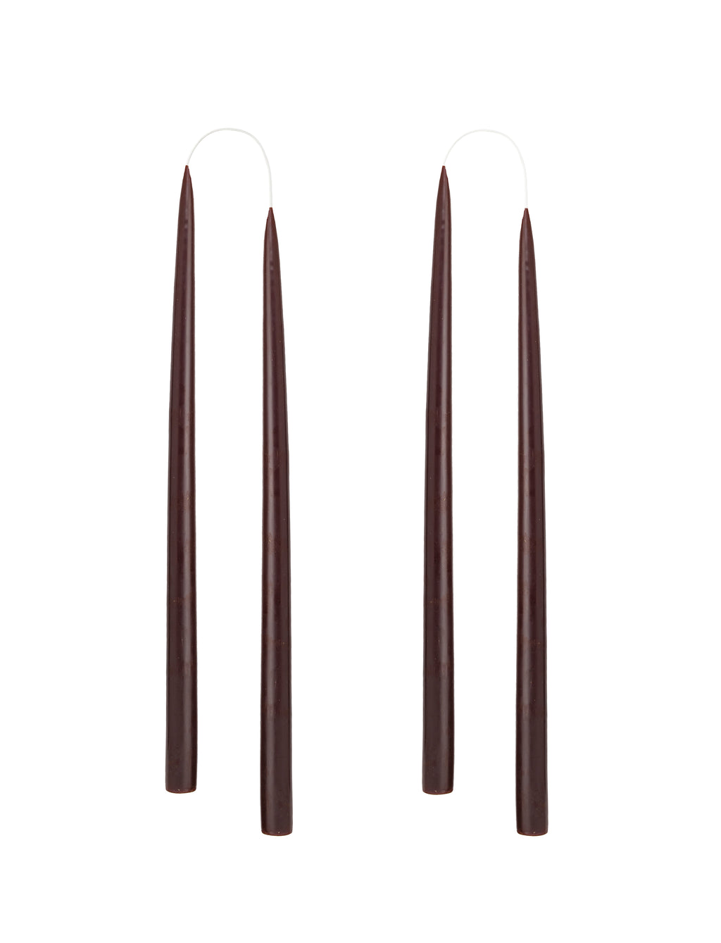 Chocolate Brown, Hand dipped, dyed candle, 4 pack