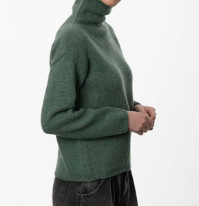 Slouchy Funnel Neck Jumper Sage