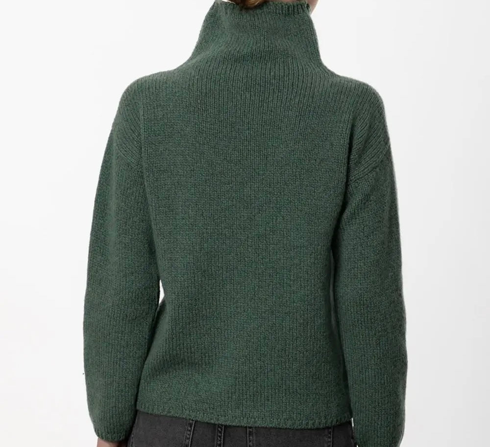 Fisherman Out Of Ireland Slouchy Funnel Neck Jumper - Sage