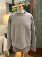 Fisherman Out of Ireland Blanket Stitch Crewneck Sweater - Porridge/Grey