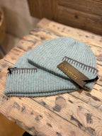 Fisherman Out of Ireland Blanket Stitch Beanie - Seastone/Grey