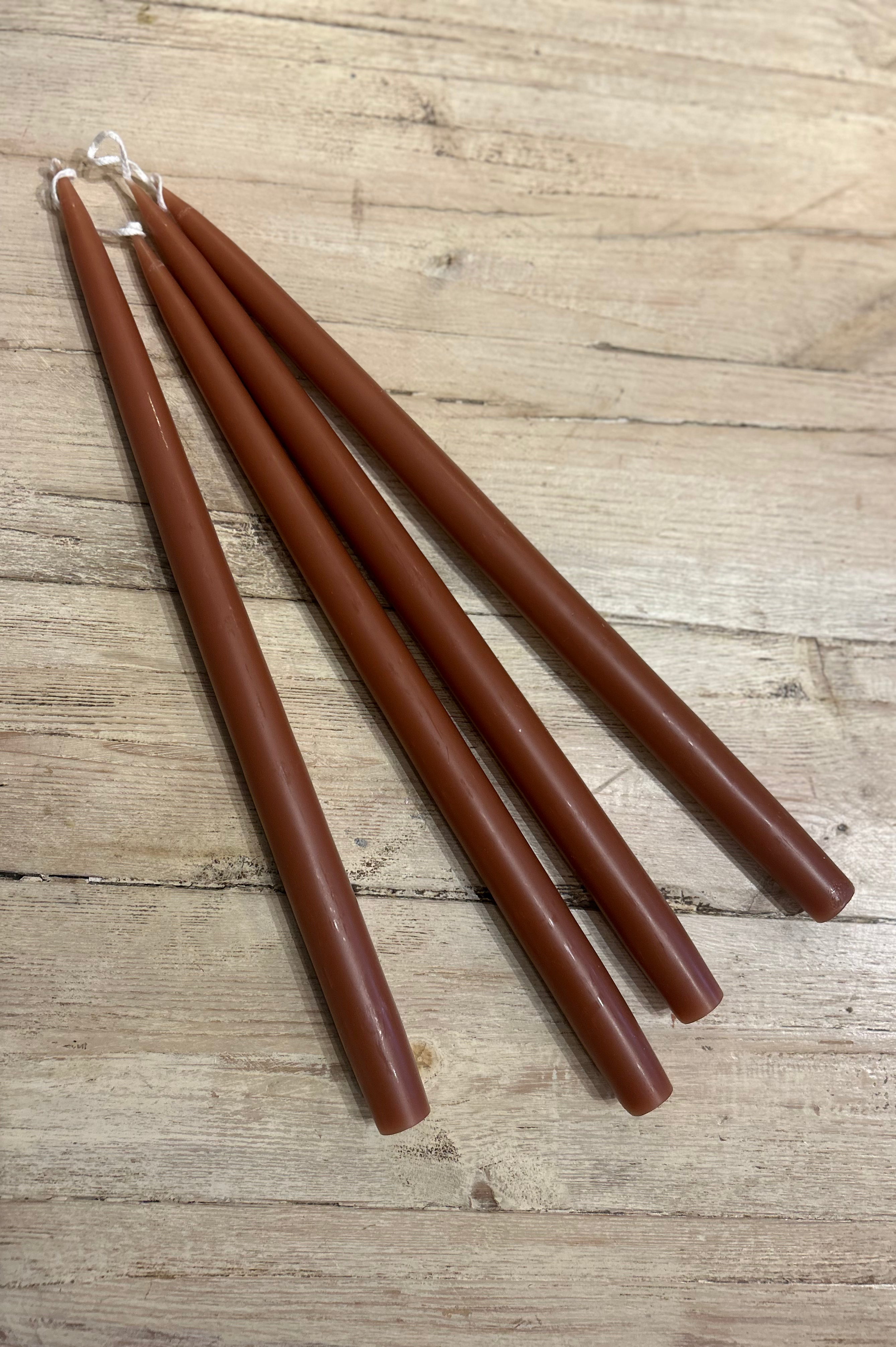 Terracotta, Hand dipped, dyed candle, 4 pack