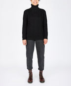 Juniper Aran Polo Neck Dark Night