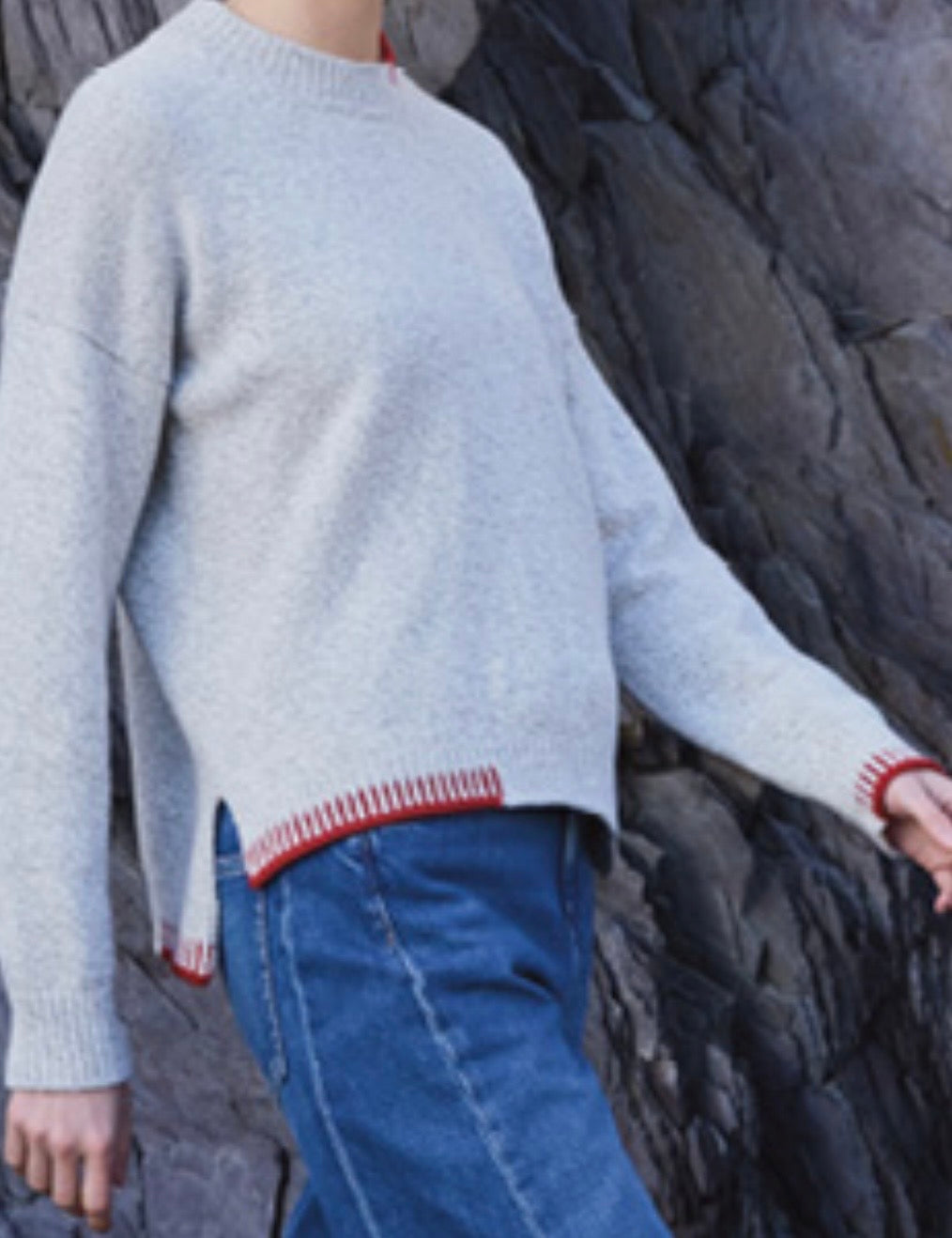 Fisherman out of Ireland - Crew neck with Blanket Stitch