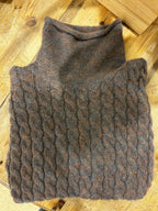 Fisherman Out Of Ireland Cabled Funnel Neck Sweater - Copper Ink / Charcoal