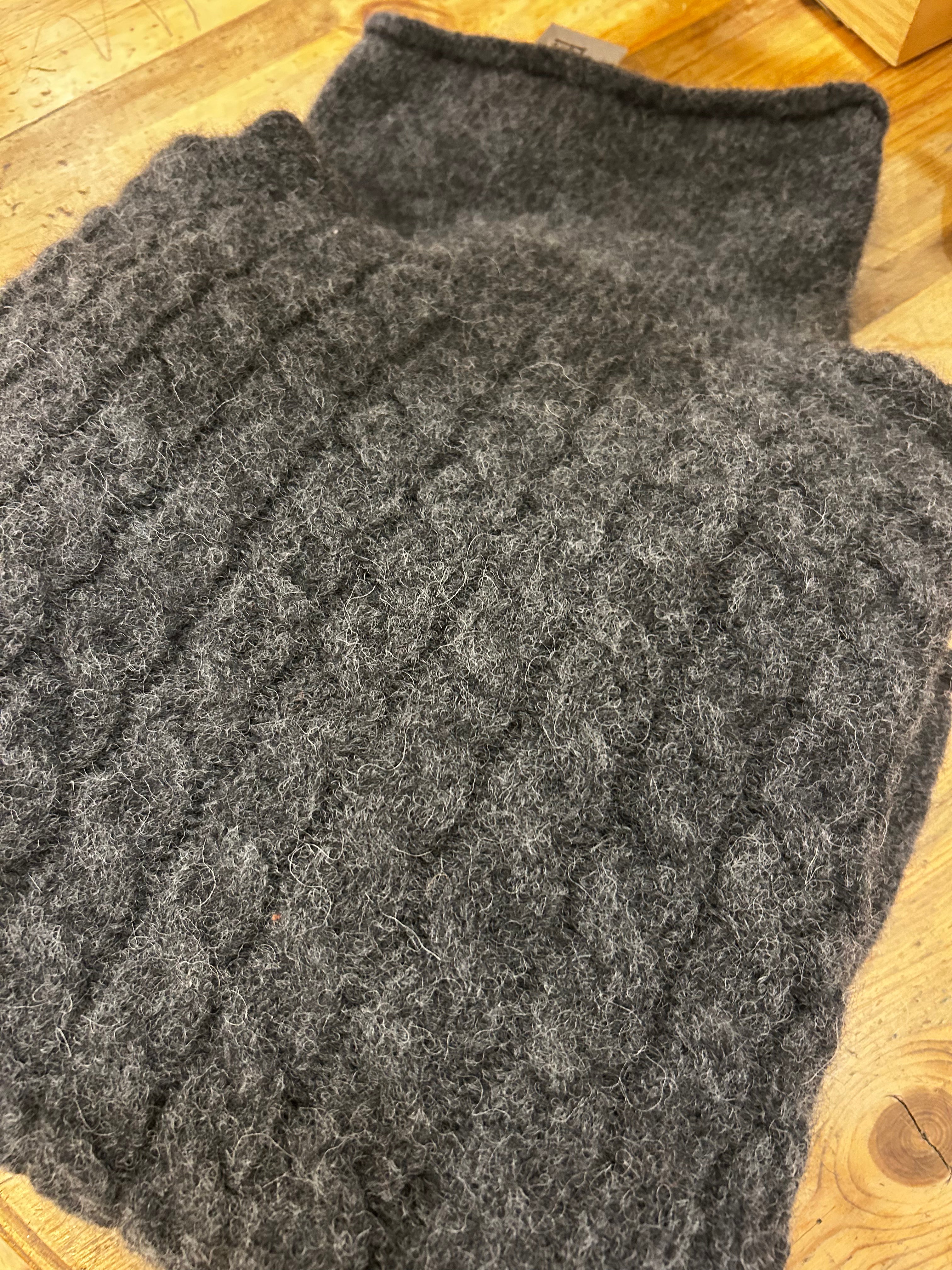 Fisherman Out Of Ireland Cabled Funnel Neck Sweater - Copper Ink / Charcoal