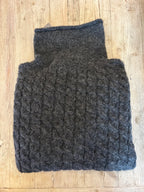 Fisherman Out Of Ireland Cabled Funnel Neck Sweater - Copper Ink / Charcoal