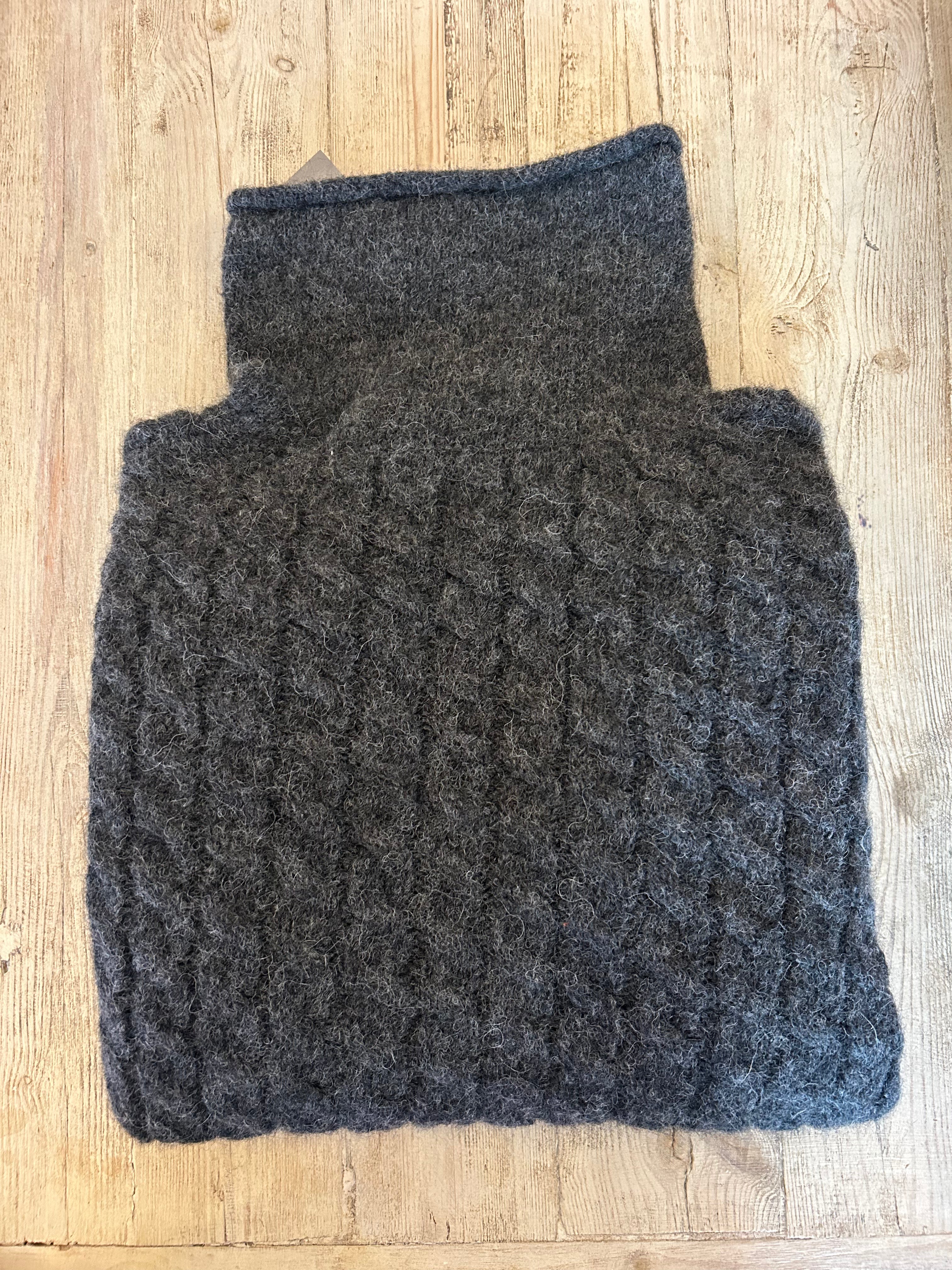 Fisherman Out Of Ireland Cabled Funnel Neck Sweater - Copper Ink / Charcoal