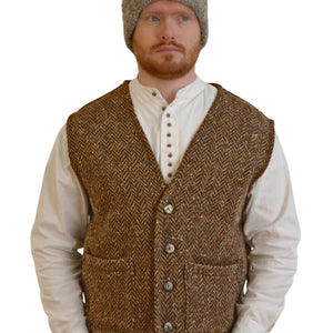 Tweed Waistcoat Brown Herringbone