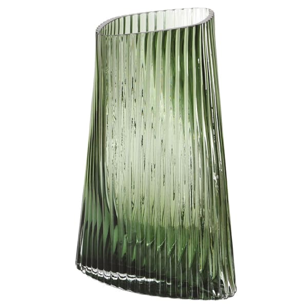 Green Ribbed Twist Vase
