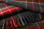John Hanly Grey and Red Plaid Throw