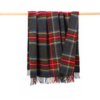 John Hanly Grey and Red Plaid Throw
