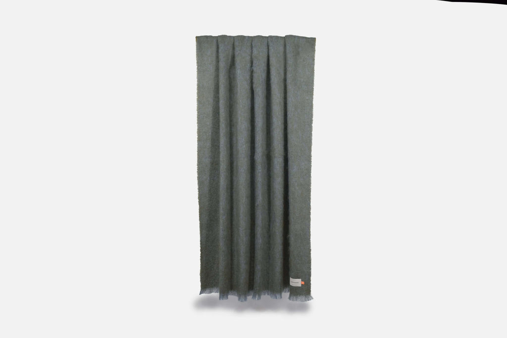 Clash Mohair Throw Blanket Moss