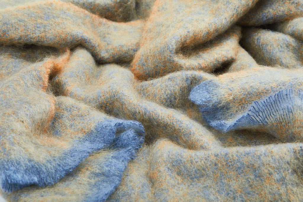 Clash Mohair Throw Blanket Ochre