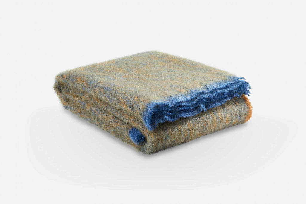 Clash Mohair Throw Blanket Ochre