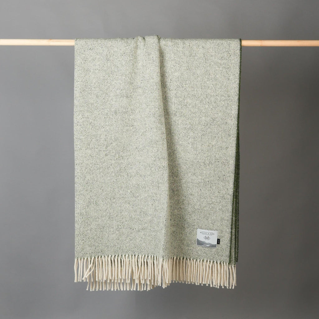 Molloy & Sons Textured Donegal Tweed Throw - Green