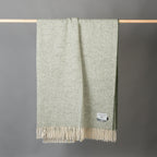Molloy & Sons Textured Donegal Tweed Throw - Green