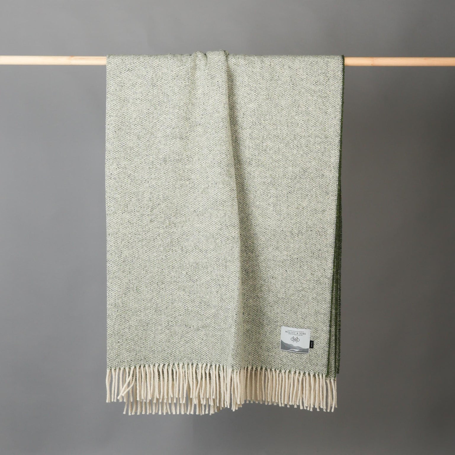 Molloy & Sons Textured Donegal Tweed Throw - Green